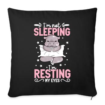 Je ne dors pas - hippopotame - Housse de coussin décorative 45 x 45 cm - noir - Devant