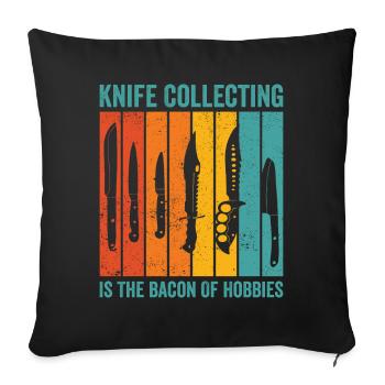 Drôle de collectionneur de couteaux - Housse de coussin décorative 45 x 45 cm - noir - Devant