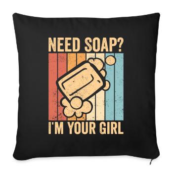 Funny soap making soap maker - Sofa pillowcase 17,3'' x 17,3'' (45 x 45 cm) - black - Front
