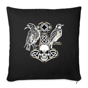 Rabe Nordischer Hammer Mythologie Rune - Sofakissenbezug 45 x 45 cm - Schwarz - Vorne