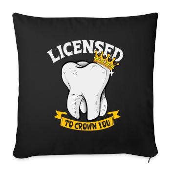 Licence de couronne - dentiste - Housse de coussin décorative 45 x 45 cm - noir - Devant