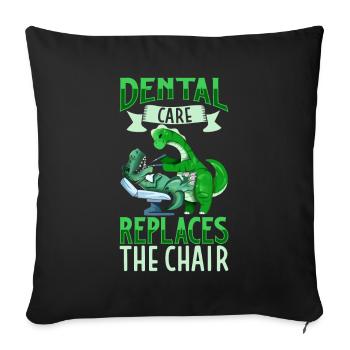 Les soins dentaires sont importants - Dino dentist - Housse de coussin décorative 45 x 45 cm - noir - Devant