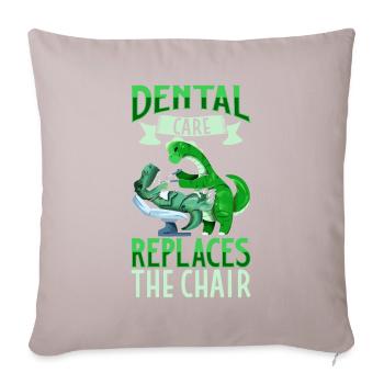 Les soins dentaires sont importants - Dino dentist - Housse de coussin décorative 45 x 45 cm - taupe clair - Devant