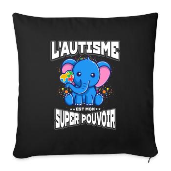 Cadeau autisme autisme - Housse de coussin décorative 45 x 45 cm - noir - Devant