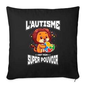 Cadeau autisme autisme - Housse de coussin décorative 45 x 45 cm - noir - Devant