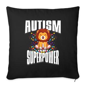 Cadeau autisme autisme - Housse de coussin décorative 45 x 45 cm - noir - Devant