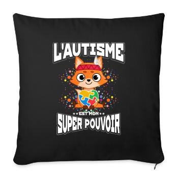 Cadeau autisme autisme - Housse de coussin décorative 45 x 45 cm - noir - Devant