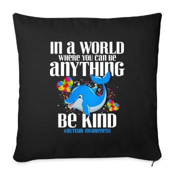 Cadeau autisme autisme - Housse de coussin décorative 45 x 45 cm - noir - Devant