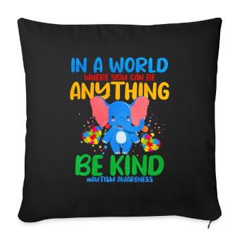 Cadeau autisme autisme - Housse de coussin décorative 45 x 45 cm - noir - Devant