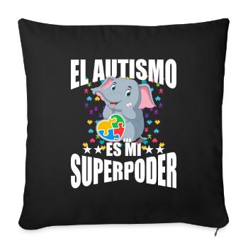Cadeau autisme autisme - Housse de coussin décorative 45 x 45 cm - noir - Devant