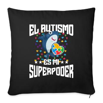 Cadeau autisme autisme - Housse de coussin décorative 45 x 45 cm - noir - Devant