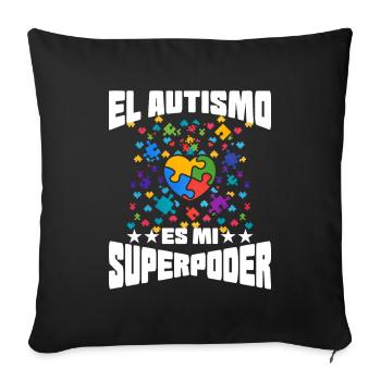 Cadeau autisme autisme - Housse de coussin décorative 45 x 45 cm - noir - Devant