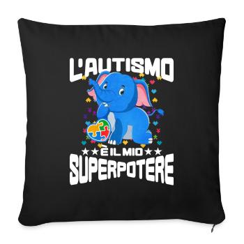 Cadeau autisme autisme - Housse de coussin décorative 45 x 45 cm - noir - Devant