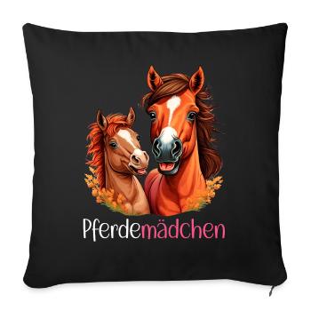 Pferdemädchen Pferdeshirt Pferd Fohlen Mädchen - Sofakissenbezug 45 x 45 cm - Schwarz - Vorne