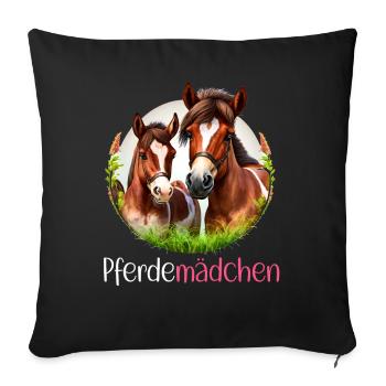 Pferdemädchen Pferdeshirt Pferd Reiterin Mädchen - Sofakissenbezug 45 x 45 cm - Schwarz - Vorne