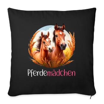 Pferdemädchen Pferdeshirt Pferd Sommer Mädchen - Sofakissenbezug 45 x 45 cm - Schwarz - Vorne