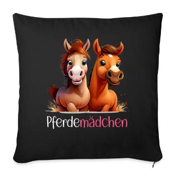 Pferdemädchen Pferdeshirt Pferd Dressur Mädchen - Sofakissenbezug 45 x 45 cm - Schwarz - Vorne