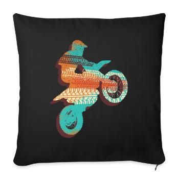 Motocross Moto Biker Bike - Housse de coussin décorative 45 x 45 cm - noir - Devant