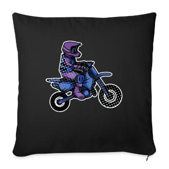Motocross Enfants Moto Motard Vélo - Housse de coussin décorative 45 x 45 cm - noir - Devant