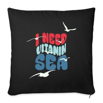 J’ai besoin de vitamine Mer - Vacances Été Mouettes Mer - Housse de coussin décorative 45 x 45 cm - noir - Devant