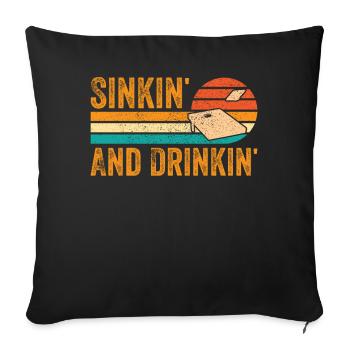 Drôle de trou de maïs Cornhole Retro - Housse de coussin décorative 45 x 45 cm - noir - Devant