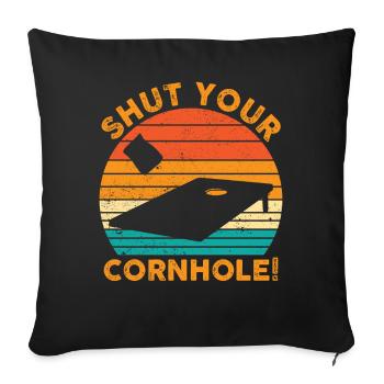 Drôle de trou de maïs Cornhole Retro - Housse de coussin décorative 45 x 45 cm - noir - Devant