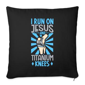 Je cours avec Jésus et mes genoux de Titan - Housse de coussin décorative 45 x 45 cm - noir - Devant