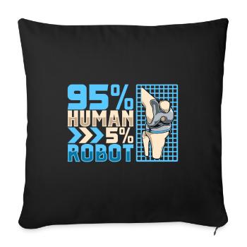 5 % de robot - chirurgie du genou - Housse de coussin décorative 45 x 45 cm - noir - Devant