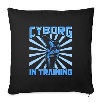 Cyborg en formation - prothèse de genou - Housse de coussin décorative 45 x 45 cm - noir - Devant