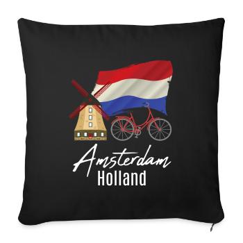 Nehterlands flag windmill Netherlands - Sofa pillowcase 17,3'' x 17,3'' (45 x 45 cm) - black - Front