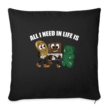 Chips, chocolate and gummy bears - Sofa pillowcase 17,3'' x 17,3'' (45 x 45 cm) - black - Front