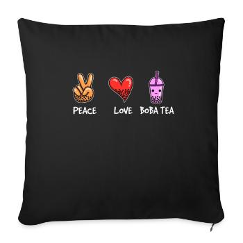 Frieden Liebe Boba Tee - Sofakissenbezug 45 x 45 cm - Schwarz - Vorne