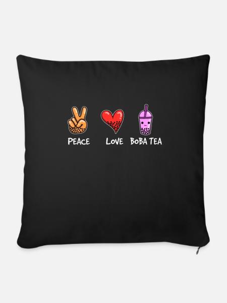 Frieden Liebe Boba Tee - Sofakissenbezug 45 x 45 cm - Schwarz