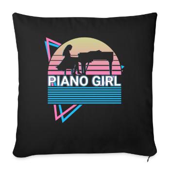 Piano Girl Clavier Klavier Retro - Housse de coussin décorative 45 x 45 cm - noir - Devant