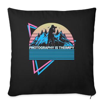 Photography is therapy photographer - Sofa pillowcase 17,3'' x 17,3'' (45 x 45 cm) - black - Front