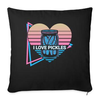J’aime les cornichons concombre rétro - Housse de coussin décorative 45 x 45 cm - noir - Devant