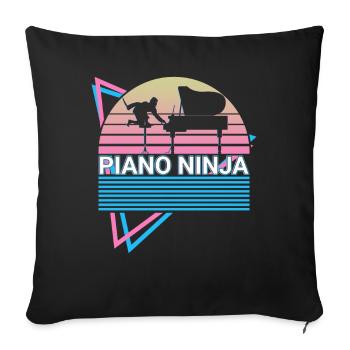 Piano Ninja Clavier Piano Rétro - Housse de coussin décorative 45 x 45 cm - noir - Devant