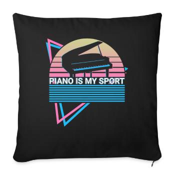 Piano Is My Sport Clavier Piano Rétro - Housse de coussin décorative 45 x 45 cm - noir - Devant