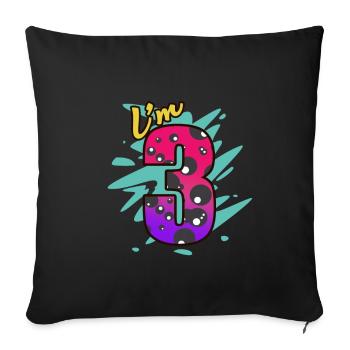3rd Birthday - Sofa pillowcase 17,3'' x 17,3'' (45 x 45 cm) - black - Front