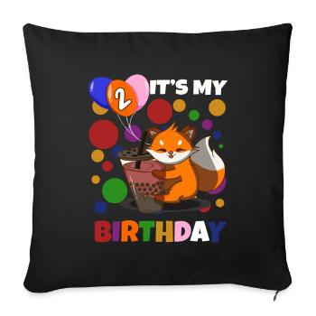 2nd Birthday Fox - Sofa pillowcase 17,3'' x 17,3'' (45 x 45 cm) - black - Front