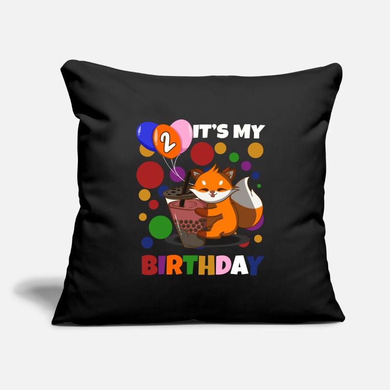 2e anniversaire Fox Housse de coussin décorative 45 x 45 cm