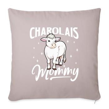 Maman Charolaise - Bœuf charolais - Housse de coussin décorative 45 x 45 cm - taupe clair - Devant