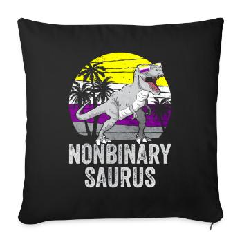 Non Binary Pride Flag Dinosaur Trex LGBTQ - Sofa pillowcase 17,3'' x 17,3'' (45 x 45 cm) - black - Front