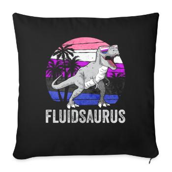 Genre Fluid Pride Flag Dinosaure Trex LGB - Housse de coussin décorative 45 x 45 cm - noir - Devant