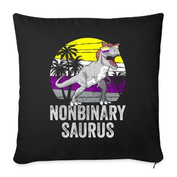 Non Binary Pride Flag Dinosaur Trex LGBTQ - Sofa pillowcase 17,3'' x 17,3'' (45 x 45 cm) - black - Front