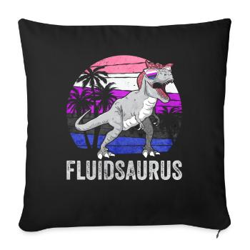 Genre Fluid Pride Flag Dinosaure Trex LGB - Housse de coussin décorative 45 x 45 cm - noir - Devant