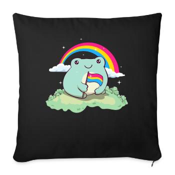 Pansexual Pride Pan Flag Cute Frog Subtle - Sofa pillowcase 17,3'' x 17,3'' (45 x 45 cm) - black - Front