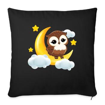 Owl Moon Bird Cute Owls Birds - Sofa pillowcase 17,3'' x 17,3'' (45 x 45 cm) - black - Front
