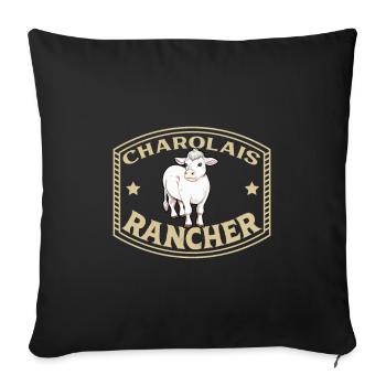 Charolaise Beef - Charolais Rancher - Sofa pillowcase 17,3'' x 17,3'' (45 x 45 cm) - black - Front