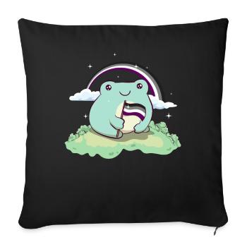 Asexual Pride Ace Flag Cute Frog Subtle LGBTQ - Sofakissenbezug 45 x 45 cm - Schwarz - Vorne
